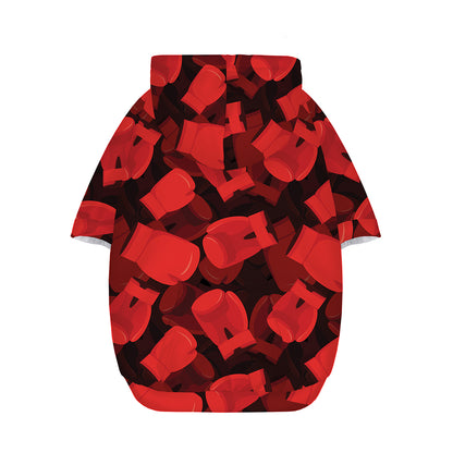 Red Boxing Gloves Pattern Print Dog Zip Up Hoodie