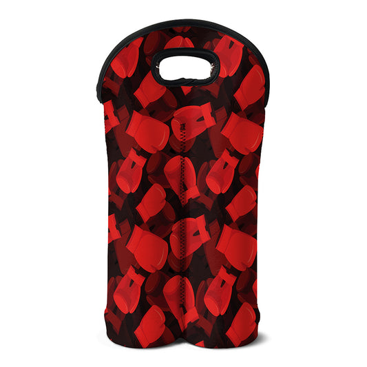Red Boxing Gloves Pattern Print Double Neoprene Wine Tote