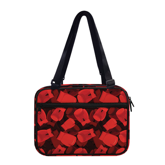 Red Boxing Gloves Pattern Print Double Strap Bible Bag