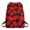 Red Boxing Gloves Pattern Print Drawstring Backpack
