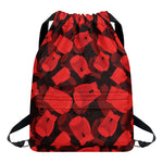 Red Boxing Gloves Pattern Print Drawstring Backpack
