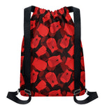 Red Boxing Gloves Pattern Print Drawstring Backpack