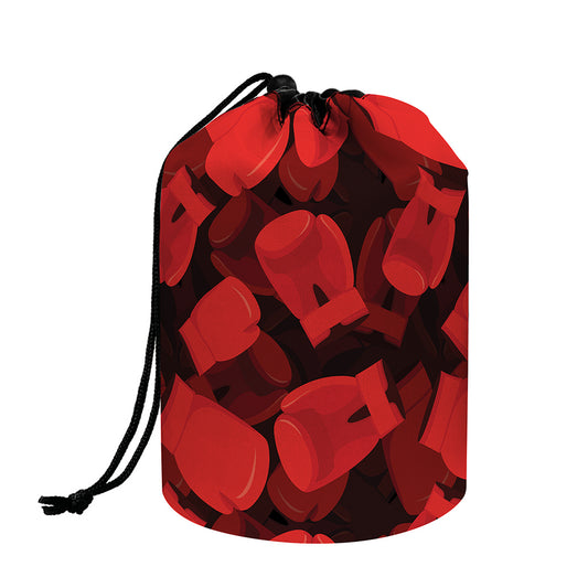 Red Boxing Gloves Pattern Print Drawstring Makeup Bag
