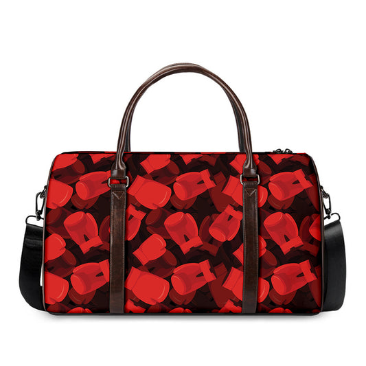 Red Boxing Gloves Pattern Print Duffle Bag
