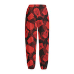 Red Boxing Gloves Pattern Print Fleece Lined Knit Pants