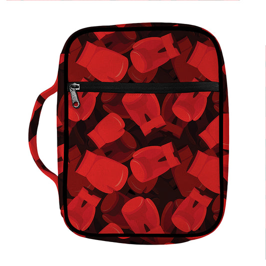 Red Boxing Gloves Pattern Print Front Pocket Bible Bag