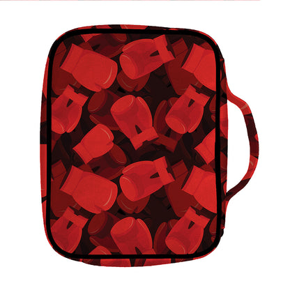 Red Boxing Gloves Pattern Print Front Pocket Bible Bag