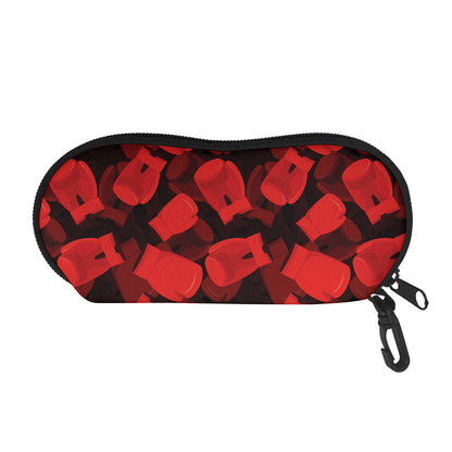 Red Boxing Gloves Pattern Print Glasses Case