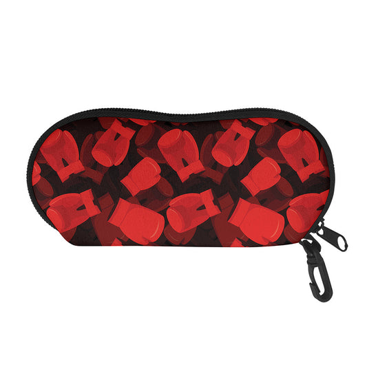 Red Boxing Gloves Pattern Print Glasses Case