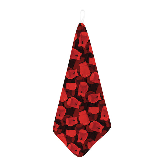 Red Boxing Gloves Pattern Print Hand Towel
