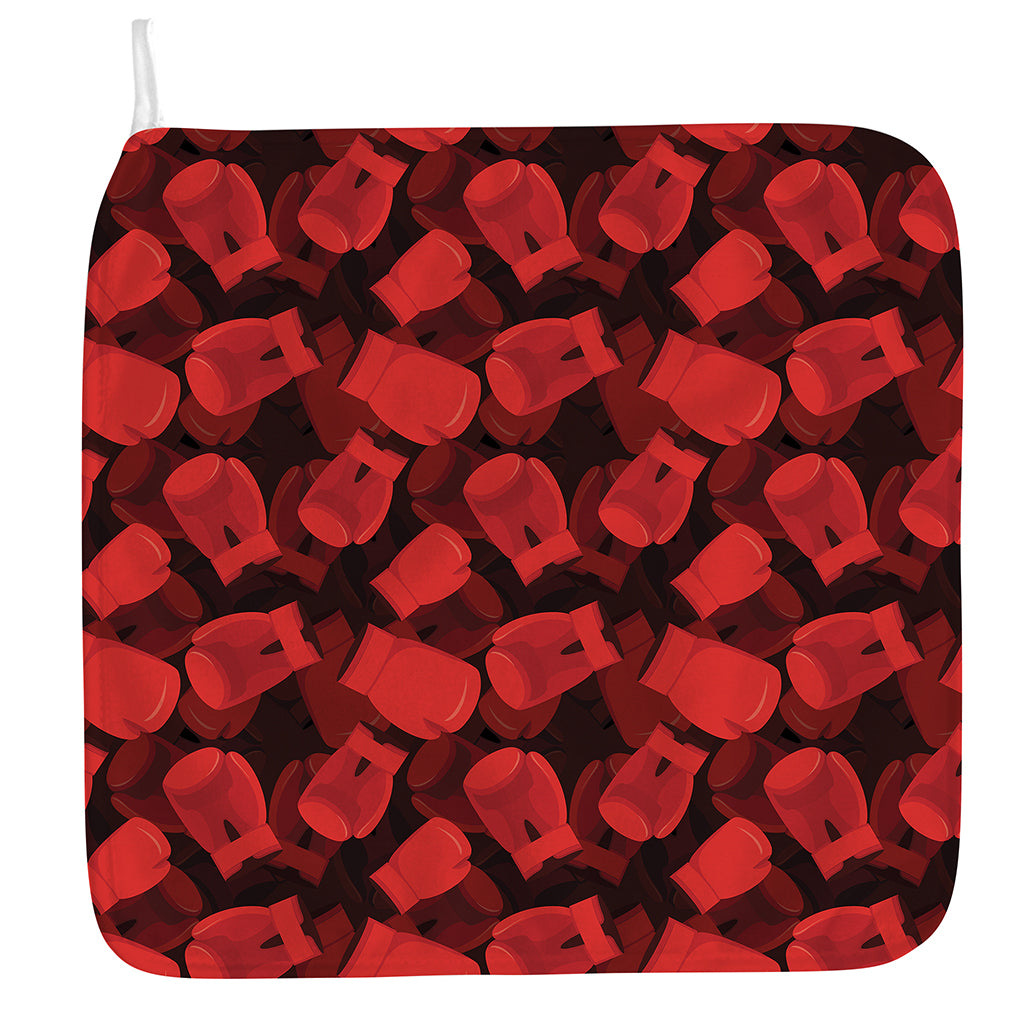 Red Boxing Gloves Pattern Print Hand Towel