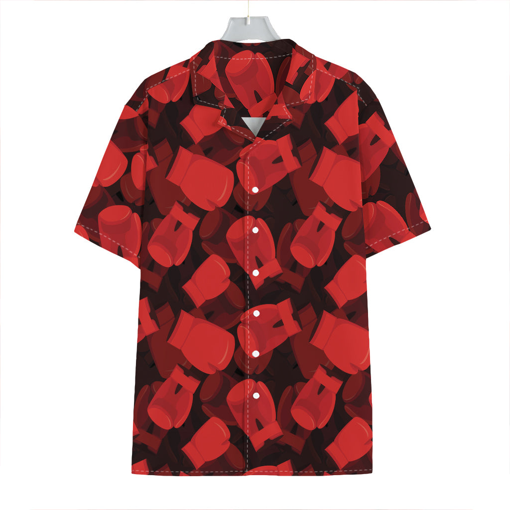 Red Boxing Gloves Pattern Print Hawaiian Shirt
