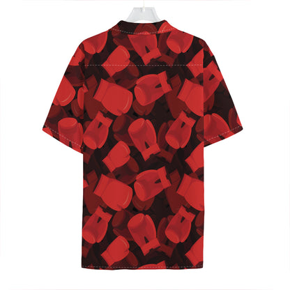 Red Boxing Gloves Pattern Print Hawaiian Shirt