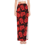Red Boxing Gloves Pattern Print High Slit Maxi Skirt