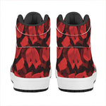 Red Boxing Gloves Pattern Print High Top Leather Sneakers
