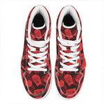 Red Boxing Gloves Pattern Print High Top Leather Sneakers