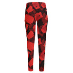 Red Boxing Gloves Pattern Print High-Waisted Pocket Leggings