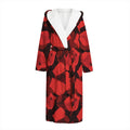 Red Boxing Gloves Pattern Print Hooded Bathrobe