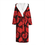 Red Boxing Gloves Pattern Print Hooded Bathrobe