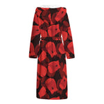 Red Boxing Gloves Pattern Print Hooded Bathrobe