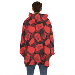Red Boxing Gloves Pattern Print Hoodie Blanket