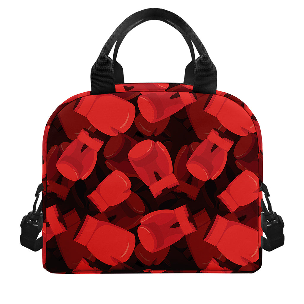 Red Boxing Gloves Pattern Print Insulated Lunch Bag
