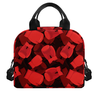 Red Boxing Gloves Pattern Print Insulated Lunch Bag