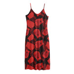 Red Boxing Gloves Pattern Print Jersey Midi Cami Dress