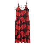 Red Boxing Gloves Pattern Print Jersey Midi Cami Dress