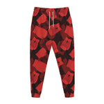 Red Boxing Gloves Pattern Print Jogger Pants