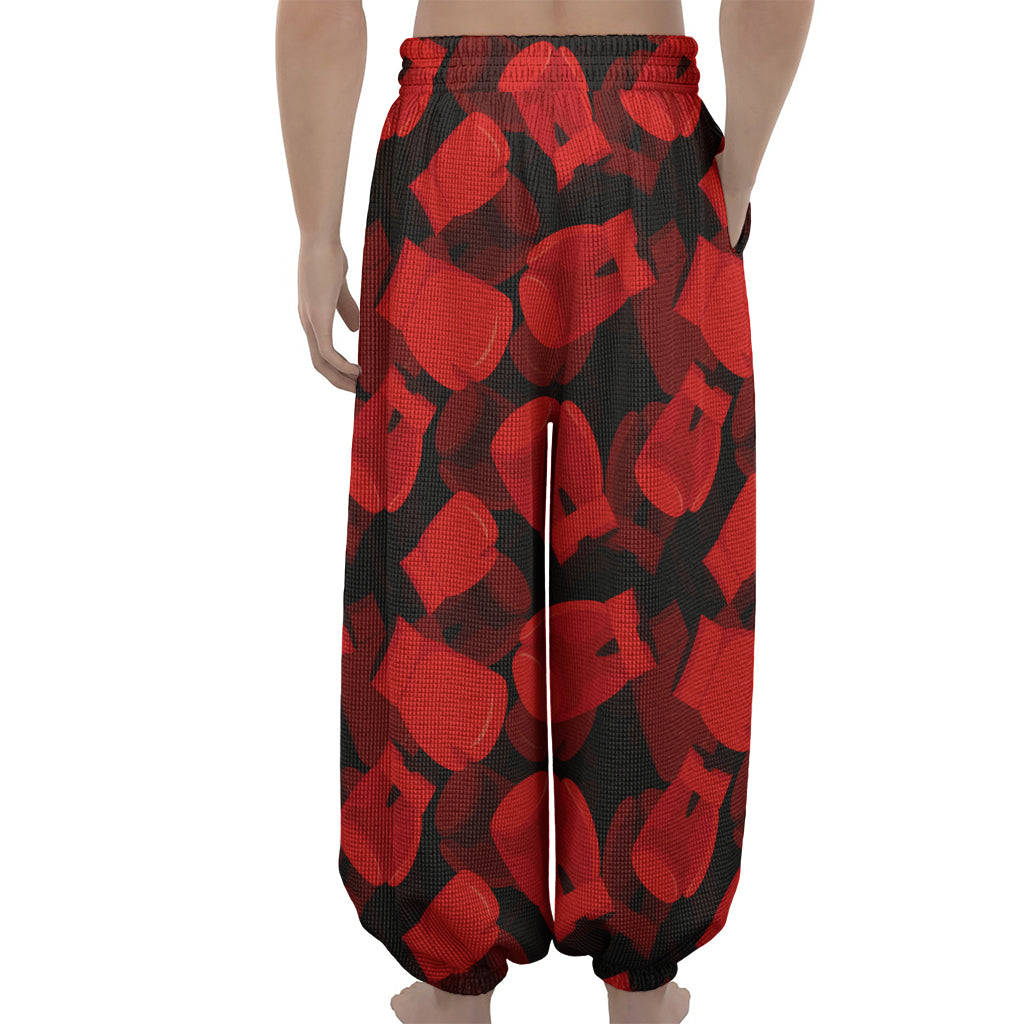 Red Boxing Gloves Pattern Print Lantern Pants