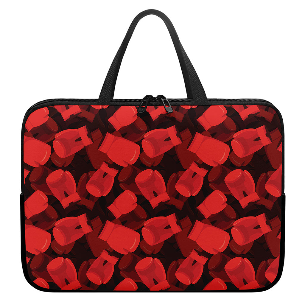 Red Boxing Gloves Pattern Print Laptop Sleeve With Handle