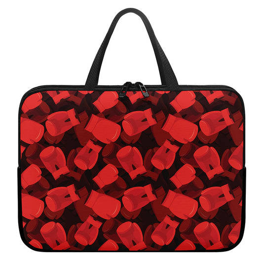 Red Boxing Gloves Pattern Print Laptop Sleeve With Handle