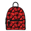 Red Boxing Gloves Pattern Print Leather Backpack