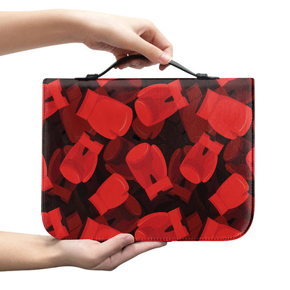 Red Boxing Gloves Pattern Print Leather Bible Cover