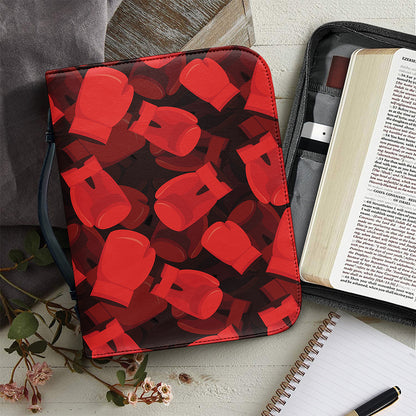 Red Boxing Gloves Pattern Print Leather Bible Cover