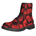 Red Boxing Gloves Pattern Print Lace-Up Boots