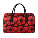 Red Boxing Gloves Pattern Print Leather Duffle Bag