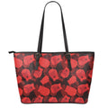 Red Boxing Gloves Pattern Print Leather Tote Bag With Zipper
