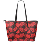 Red Boxing Gloves Pattern Print Leather Tote Bag