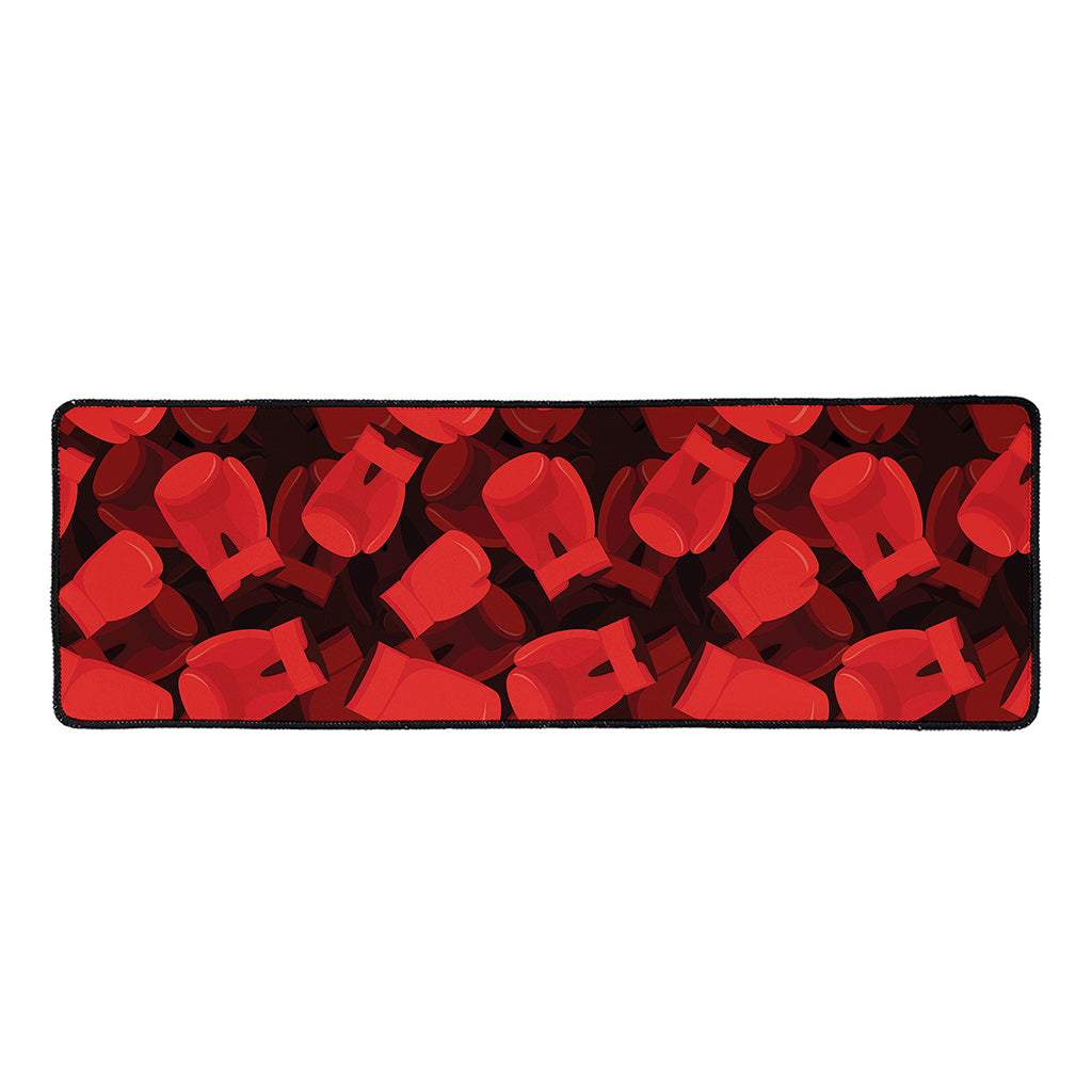 Red Boxing Gloves Pattern Print Long Kitchen Mat