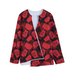 Red Boxing Gloves Pattern Print Long Sleeve Short Coat
