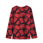 Red Boxing Gloves Pattern Print Long Sleeve Short Coat