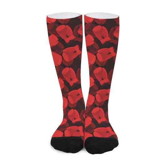 Red Boxing Gloves Pattern Print Long Socks