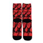 Red Boxing Gloves Pattern Print Long Socks