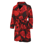 Red Boxing Gloves Pattern Print Men's Bathrobe