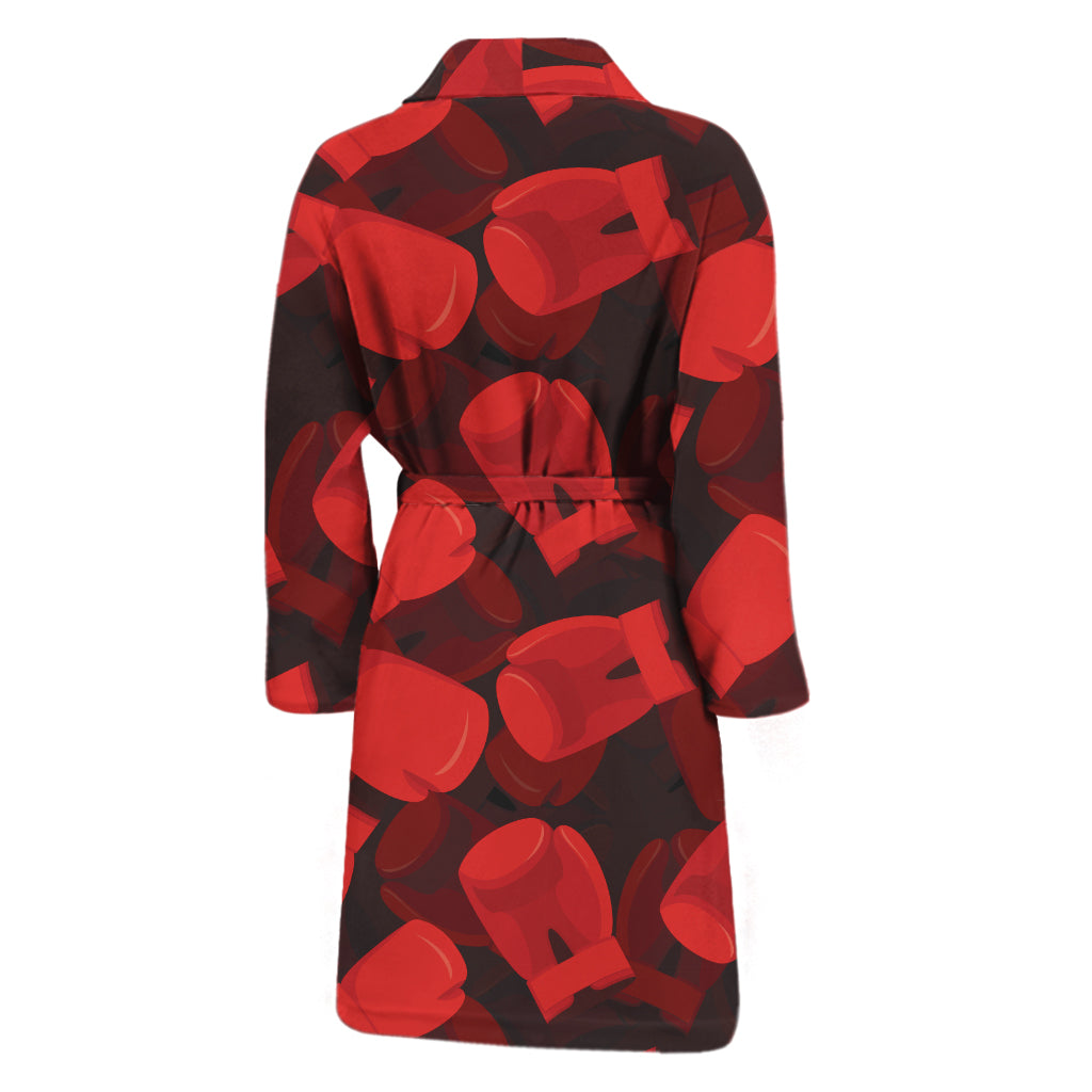Red Boxing Gloves Pattern Print Men's Bathrobe