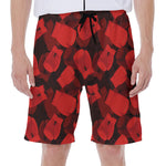 Red Boxing Gloves Pattern Print Men's Beach Shorts