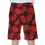 Red Boxing Gloves Pattern Print Men's Beach Shorts