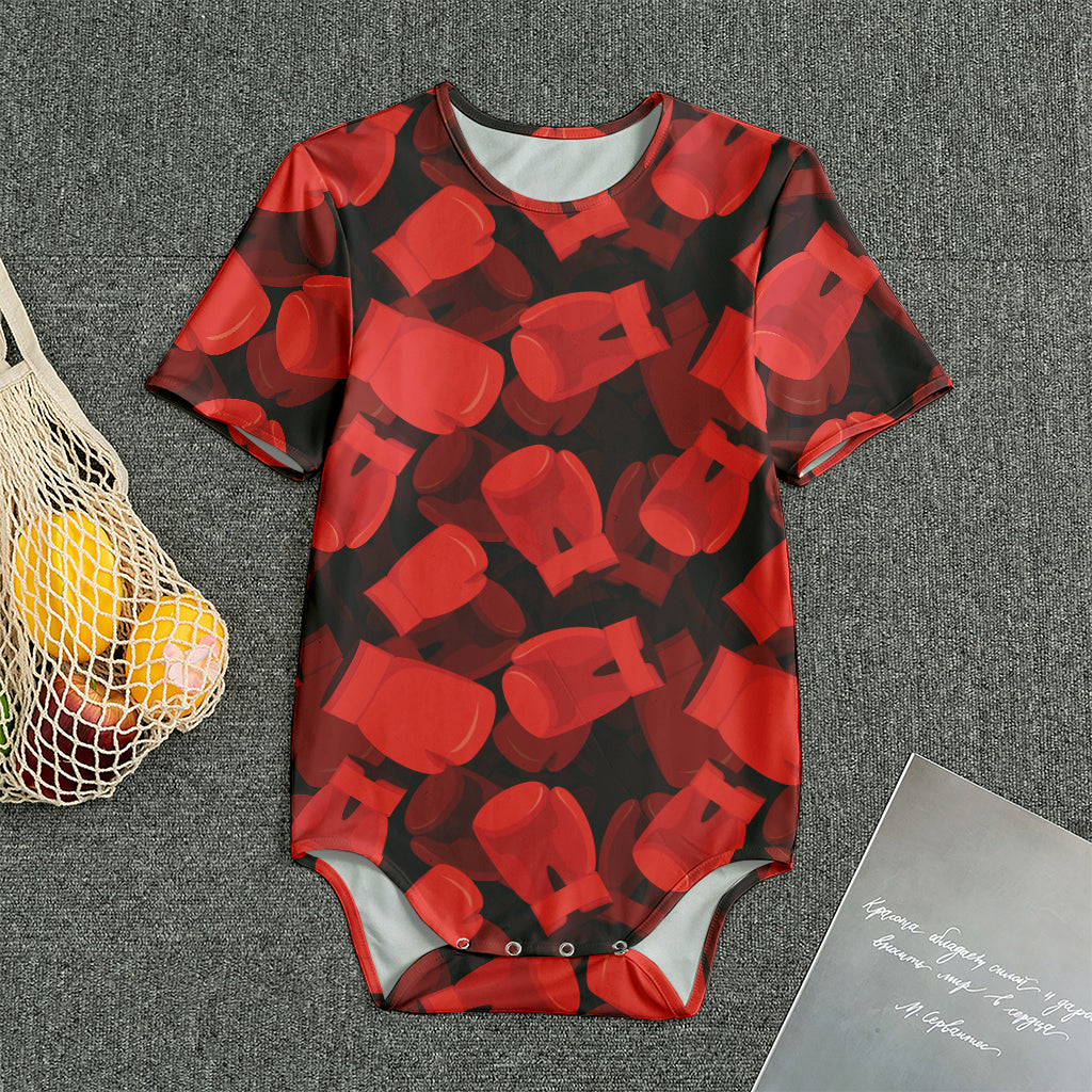 Red Boxing Gloves Pattern Print Men's Bodysuit